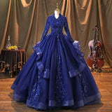 Plataz Performance Suit V-Neck 2025 New Color Yarn Vocal Art Canopy Skirt Host Dress Woman Retro