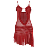 Plataz New Spring Women's Sexy Hottie Sleeveless Sling Net Bare Umbilly High Waist Repair Dress DJPT