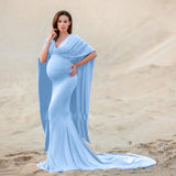 Plataz Processing A Word Collared Shawl Long Skirt Pregnant Woman Photo Shoot Long Dress 1199 Maternity