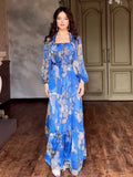 Plataz Summer Women's Fashion Fashion Printed Long Dress Elegant Dress With Long Sleeves