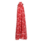 Plataz Printed Holiday Dress 2025 Summer Show Back New Hanging Neck Sleeveless Swing Leaves Side Dress Woman