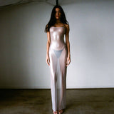 Plataz Women's Spring New Sleeveless Perspective Long High-Rise Spice Girl Dress DJPT