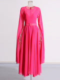 Plataz Elegant Style Dress 2025 Spring New Round Horn Sleeves Big Swing Dress Dress Woman