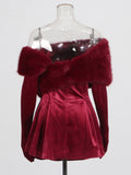 Plataz Temperament Elegant Style Velvet Skirt 2025 Summer New Bra Wearing More French Wool Design Dress Dress Woman
