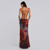 Plataz Autumn 2025 New Temperament Sexy Leopard Print Holiday Hollow Dress DJPT