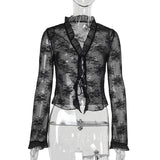 Plataz Autumn 2025 New Fashion Spice Girls Sexy Lace Tie Tie Shirt Girl DJPT