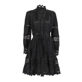 Plataz Elegant Court Style 2025 Summer New Collar Lace Embroidery Strap Lotus Side Lantern Sleeve Dress