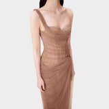 Plataz 2025 Summer Light Yarn Slinged Dress Dress Dress Salt Mesh Dress Seaside