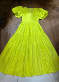 Plataz Niche 2024 Summer Wind V Collar Bubble Sleeves Short Sleeve Splicing Folds To Collect Waist Pink Dress Dress