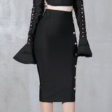 Plataz And Winter New Waist Slim Half Skirt Fashion Slit Buckle Long Skirt Slim Bandage Nepotism
