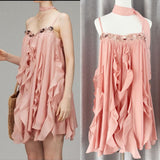 Plataz Holiday Beads With Fluffy Sling Dress Spring 2025 New Super Fairy Sweet Short Skirt