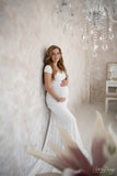 Plataz Women's Lace Pregnant Women Tailing Short-Sleeved Dress Photography Flying Sleeve Dress 1207 Maternity