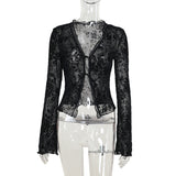 Plataz Autumn 2025 New Fashion Chiffon Shirt Small Fragrant Temperament Laded Horn Sleeve Top Woman DJPT