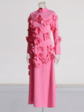 Plataz Dress Women's Dress 2025 Spring Fashion High Tie Spliced Flower Pink Dress