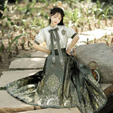 Plataz Mysterious Magic Chinese Style Improve The Chinese Element Of Women's Short-Sleeved Top Dress Dress Set 9065