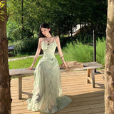 Plataz Holiday Wind And Flowers Hanging Dress Fairy Summer Dress Design Super Fairy Temperament Long Dress
