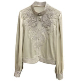 Plataz Silk Embroidery Shirt Women 2025 Early Spring New Court Style Collar Hollow Shirt Lady Temperament Elegant DJPT