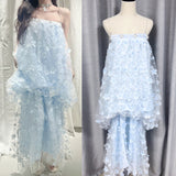 Plataz New Blue Flower Mesh Yarn Sling Skirt Super Fairy Fashion Age Reduction Dress