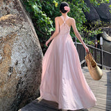 Plataz New Summer Photo Wearing Hanging Neck Beach Dress Sanya Seaside Holiday Dress Woman