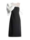 Plataz Style Dress Spring 2025 New High-End Perspective Mesh Bow Bow Dress Dress