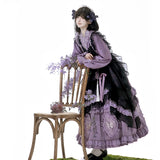 Plataz Teased Original Butterfly Orchid Loretta Girl Lolita Apron Dress Everyday Sweet Suit 9392