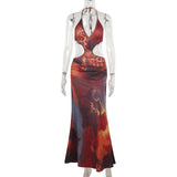 Plataz Autumn 2025 New Temperament Sexy Leopard Print Holiday Hollow Dress DJPT