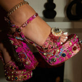 Plataz New High-Heeled Waterproof Table Banquet Ladies Dingy Sandals Large-Size Fashion Show Floral Fish Mouth Sandals High Quality Shoes