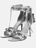 Plataz High Heel Round Head Zipper Metal Rivet Needle Buckle Fish Mouth High Help Sandals Large Size Woman High Quality Shoes