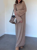 Plataz Solid-Colored Loose Knee Collar Long Knitted Dress In Autumn 2024