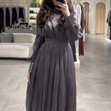 Plataz And Intellectual French-Style Collar Simple Fashion Lantern Sleeve Long Sleeve High-Waisted Long-Rise Skirt