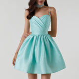 Plataz New Women's Dress Folded Slings With Dress Sexy Temperament Diamond Skirt