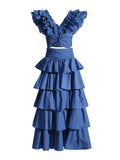Plataz Vintage Elegant Set Spring 2025 New Laminated Laminated Stacked Stacked Laminated Leafed Dress Woman