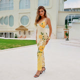 Plataz Sling V-Neck Print Sexy Body Dress Summer Holiday Hot Girl Dress Dress Girl DJPT