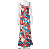 Plataz Women's Sling Color Printed Iron Buckle Detonation Folding Skirt DJPT
