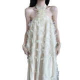 Plataz New Morning Robe Super Fairy Flower Showback Dress Elegant Loose Hanging Neck Dress
