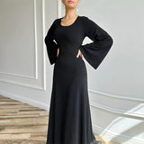 Plataz French Elegant U-Neck Solid-Colored Belted In Autumn 2024