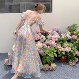 Plataz Lusty French Sexy Back One-Word Shoulder Bubble Sleeves Sleeves Hanging Dress Women's Summer Seaside Holiday Dress