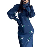 Plataz Comfortable And Stylish Printed Horn Sleeves With Long-Sleeved Dress