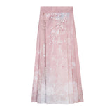 Plataz Design Fell Cherry Set Hanfu Women's Chinese Style Improvement Han Element Cloud Shoulder Shirt Half Skirt Set 9198