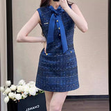 Plataz 2025 With Coarse Flowers, Silk Sleeveless Dress