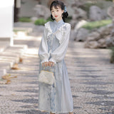 Plataz Design Frosting Chinese Wind Improvement Chinese Elements Cheongsam Half Skirt Set 8908