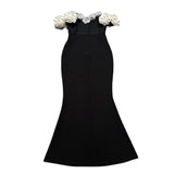 Plataz New Design Sense Three-Dimensional Flower Banded Dress Party Dress Fishtail Dress
