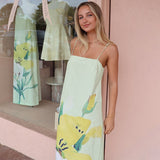 Plataz 2025 New Solid Color Slingless Sleeveless Square Collar Open-Back Fork Dress