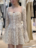 Plataz 2024 New High-End Feel French Lace Embroidery Dress Hollow Bosom Beautiful Waist Thin Fairy Dress