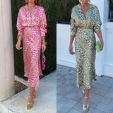 Plataz 2025 New Women's Print Elegant Collar Long-Sleeved Shirt High-Waisted Skirt Fashion Suit Woman DJPT