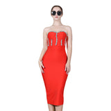 Plataz Solid Temperament Palette With Bra Strap Dress Sexy Diamond Party Dress Dress