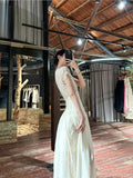 Plataz Beautiful Dress French Temperament High-End Feeling Super Good-Looking Niche Do Not Hit The Waist White Lace Dress