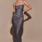 Plataz Slings Hot Diamond Decoat Folds Sexy Stylized Temperament Dress Dress Dress PARTY Dress Girl