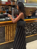 Plataz Summer 2024 Beach-Winded Holiday Sexy Striped Sling Dress
