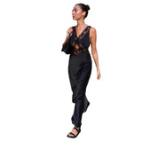 Plataz Lazy French Holiday Long Lace Dress Sexy Pure Hot Girl Show Back V-Neck Dress Girl